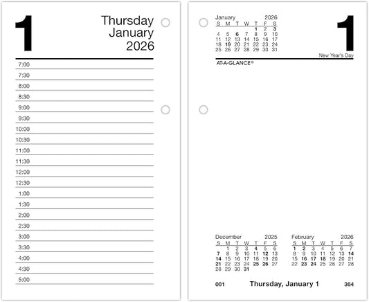 AT-A-GLANCE 2026 Desk Calendar Refill, Daily, 3.5" x 6", Standard, Loose-Leaf (E7175026)