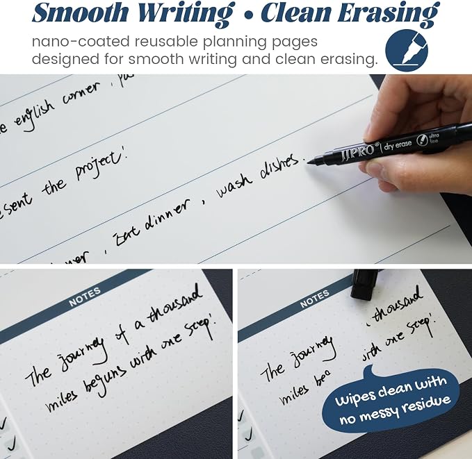 Large Dry Erase Desk Mat with Weekly & Monthly Dry Erase Planners | Reversible Dual-Texture Desk Pad with Interchangeable Planning Pages,Faux Leather Desk Mat for Office-16"x34"