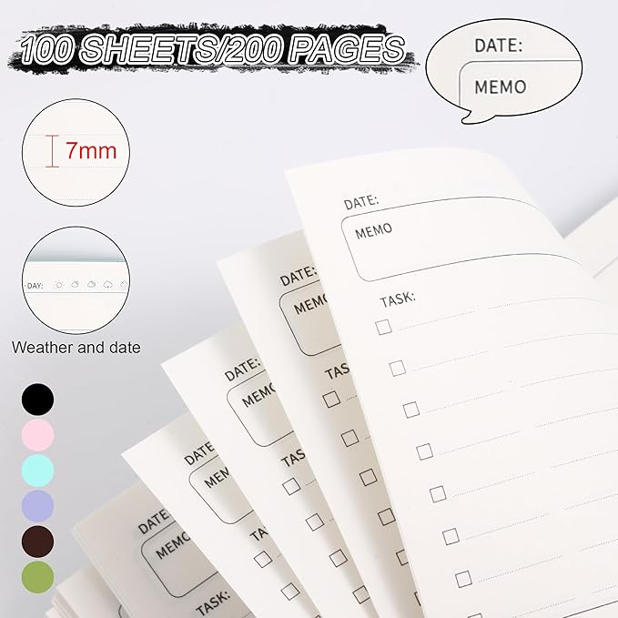 2026 Undated Daily Planner With Hourly Schedule Notebook ，3pcs Handheld Pocket for Small Purse Planner Size3.9" X 3.9" Daily To Do Planner Softcover Leather Small Daily Hourly Organize Tasks And Appointments Office Supplies Book For Men Women (Pink+Pur...