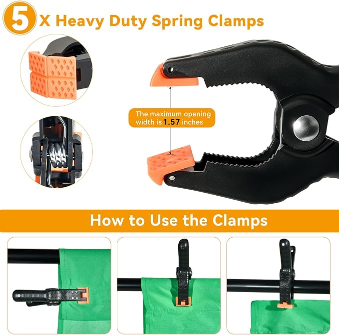 Green Screen Backdrop Kit 6.5x5 ft Portable Chroma Key Background with T-Shaped Stand, 5 Spring Clamps & Carrying Bag – for Zoom, YouTube, TikTok, Gaming, Streaming, Photography (Green)