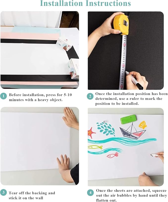 Magnetic Wall Decal Whiteboard: 24” x 39” Vertical Peel & Stick Dry Erase Board Sticker for Wall | No-Ghosting PET for Home Office, Kitchen & Workspace (Magnet-Receptive)