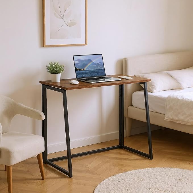 COZYCASA Folding Desk, 32 in Folding Writing Computer Desk for Teens Students, Small Desk for Home Office, Modern Simple Study PC Laptop Workstation, Easy Assembly Needed, Vintage