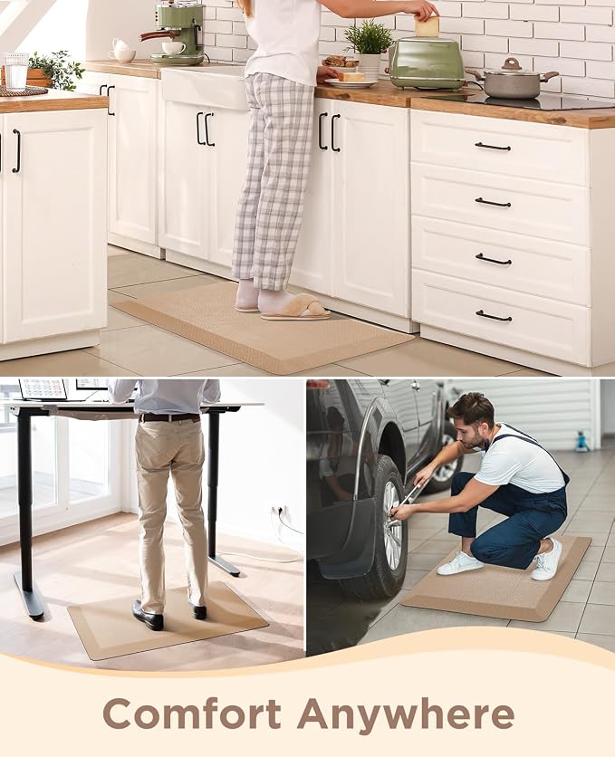 Ophanie Kitchen Mats for Floor,3/4 inch Thick,20x39 Anti Fatigue Cushioned Mat with 99+ Pairs of Anti-Slip Bottom Ridges,Kitchen Rugs,Waterproof,Comfort Ergonomic Standing Mat for Office,Home,Sink