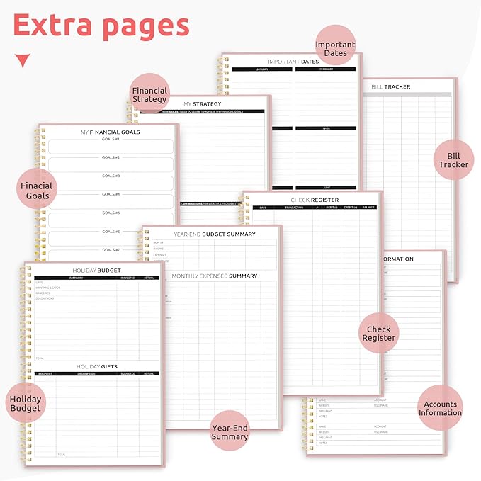 Budget Planner - Monthly Budget Book with Expense Tracker Notebook, Undated Bill Organizer & Finance Planner to Take Control of Your Money, Account Book to Manage Your Finances-Pink