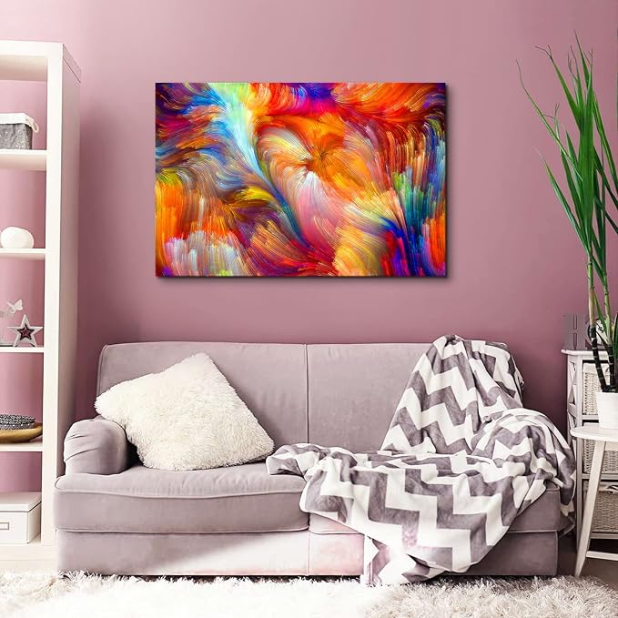 Large Colorful Abstract Wall Art Rainbow Wall Decor Modern Farmhouse Kitchen Decor Aesthetic Poster Watercolor Fluid Canvas Prints Painting Contemporary Artwork Bedroom Hallway Home Decorations 24x36”