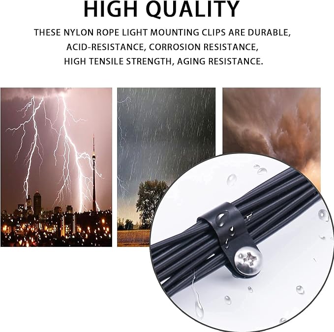 mankk 100PCS 3/8 Inch Rope Light Clips P-Style Mounting Clips Plastic Cable Clamps with Compatible Stainless Steel Pan Head Phillips Screws for Wire Management M-032-BK-LS