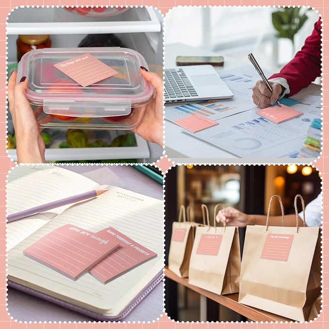 Yinder 24 Pcs Inspirational Sticky Notes Thank You Gift Motivational Sticky Note Pad Employee Appreciation Gift Bulk for Staff Coworker Teacher Nurse Office Groups 3 x 3'' (Inspirational,Rose Gold)
