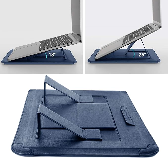 Nillkin Laptop Sleeve 15.6 inch (3-in1), MacBook Sleeve with Adjustable Stand & Mouse Pad, 2 Stand Modes, 15 inch Laptop Case, Slim MacBook Accessories for Samsung/Surface/Chromebook 13-15.6'', Blue