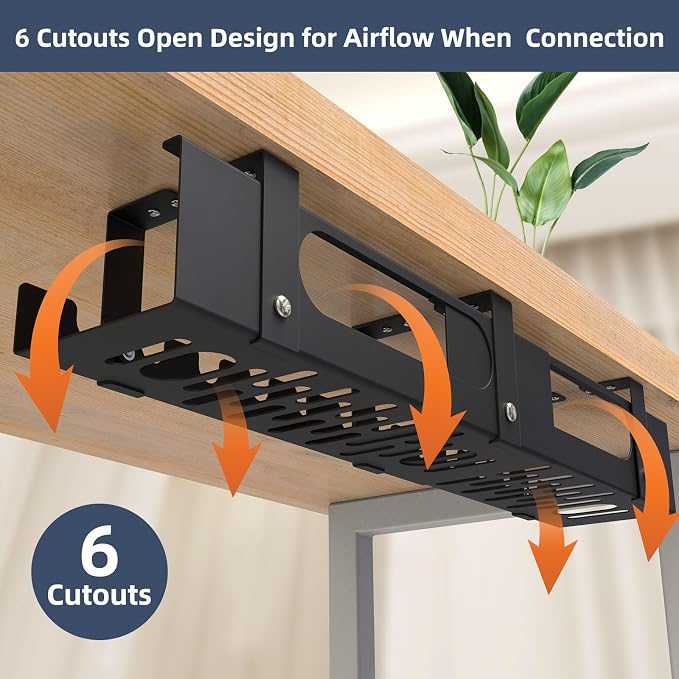 2 Pack Cable Management Under Desk Tray,Adjustable Length(15.7”-31.4”) | 2 in 1 Large Cord Organizer for Wire Management Tray,Under Table Cord Wire Organizer for Home ,Office,Computer Desk