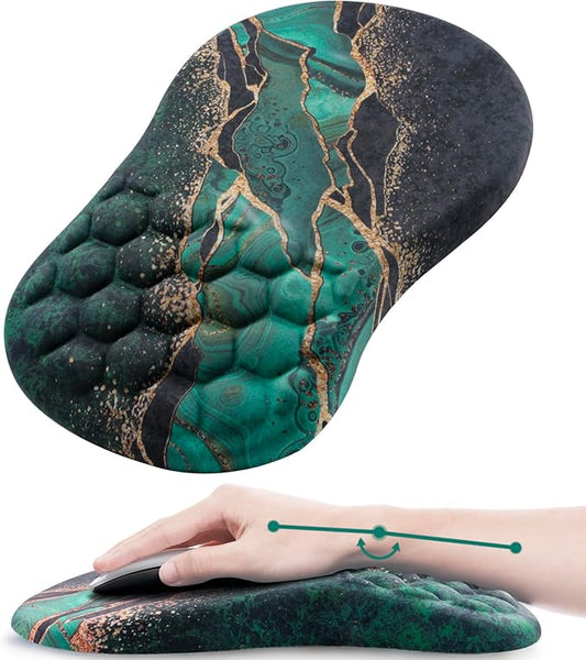 Ergonomic Mouse Pad Wrist Rest, 15° Memory Foam, Non-Slip PU Base | 15° Ergonomic Tilt, 100% Memory Foam, Smooth Lycra Surface, for Office & Gaming, Pain Relief Wrist Support Green Gold
