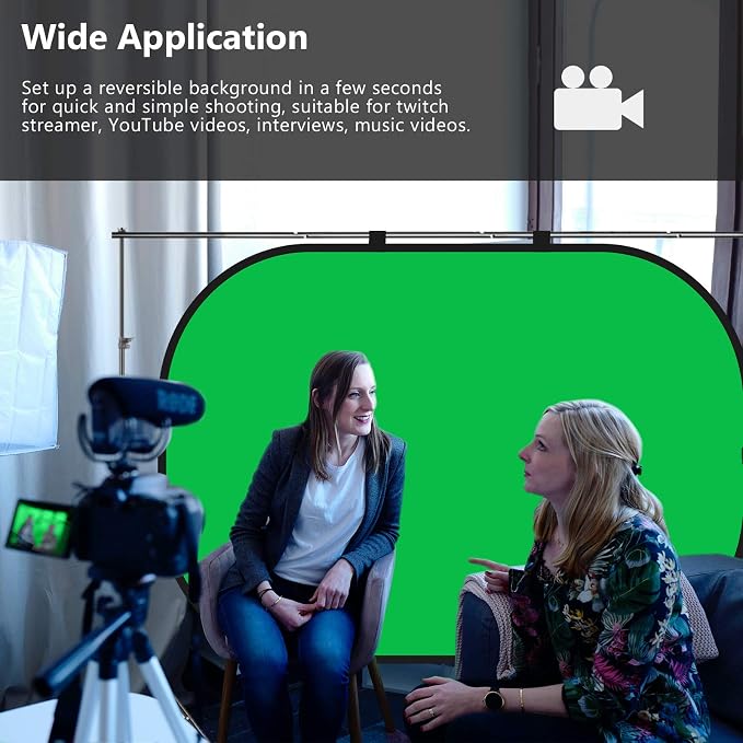 NEEWER Chromakey Backdrops, Double Sided Green Screen and Blue Screen, 2 in 1 Collapsible and Reversible Background for Photography, Gaming and Live Streaming, 5'×6.6'/1.5m×2m (Green/Blue)