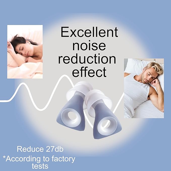 Elate Silicone Ear Plugs for Sleeping, 27dB Noise Reduction Reusable Earplugs, Soft Comfortable Ear Plugs for Snoring, Travel, Study, Concert, Swimming with Case - Grey