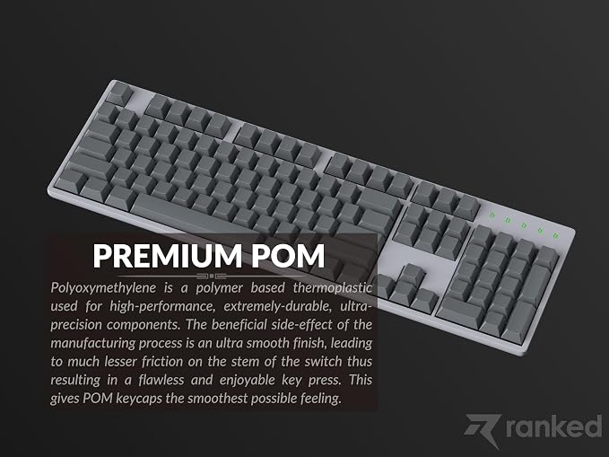 Ranked POM Blank Premium Keycap Set | 1.45 mm Thick POM | Cherry Profile for Custom Mechanical Keyboard (Ash Grey, 169 Keys)
