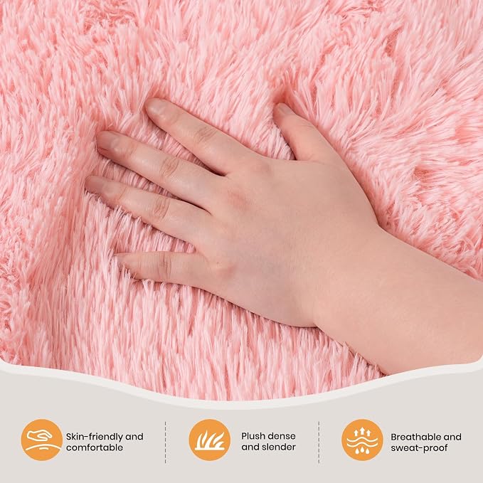 Zentavio Pink Rugs for Girls Room 3x5 Area Rugs for Living Room Small Carpet for Bedroom Cute Washable Soft Fluffy Shag Aesthetic Plush High Pile Throw Rug for Nursery Kids Room Dorm Room