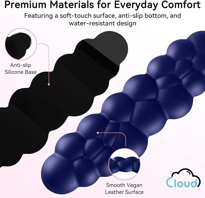 Sushret Cloud Wrist Rest for Computer Keyboard, 4-in-1 Memory Foam Leather Cloud Keyboard Wrist Rest and Mouse Pad Set with Ergonomic Support for Arm and Palm Cushion, Gaming/Work Setup, Dark Blue