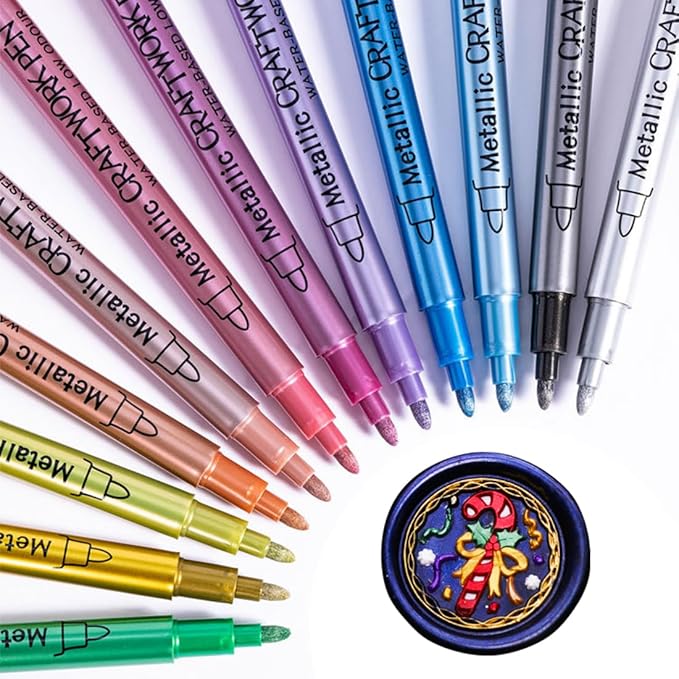 Wax Seal Kit, 12PCS Metallic Marker Color Pen for Decorating Wax Seal Stamp, Premium Wax Seal Set for Wedding Wax Envelope Seal, Fit All Beads or Wax Seal Sticks (Wax Seal Pen Kit 2)