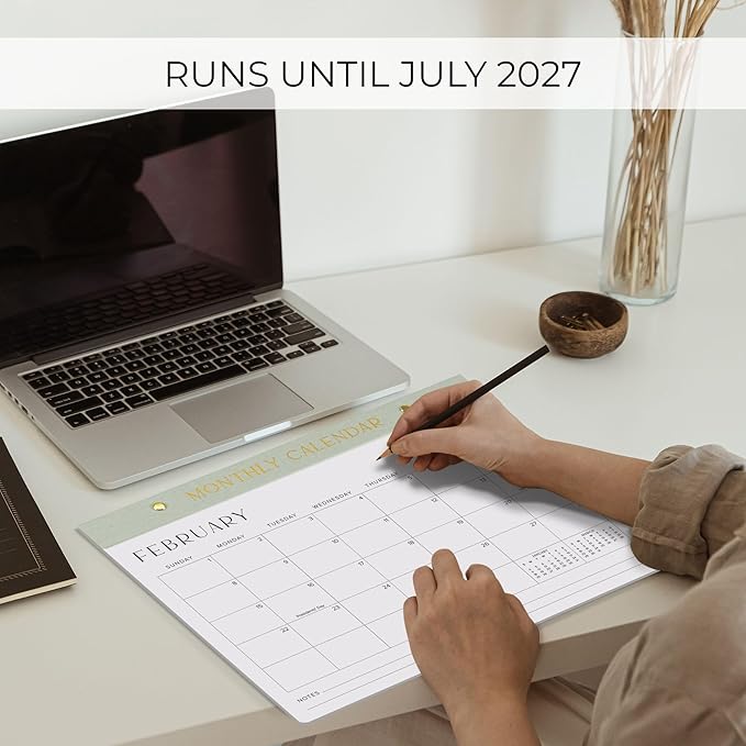 Aesthetic 2026-2027 Desk Calendar - Runs From January 2026 Until July 2027 - Minimalistic Office Desktop/Wall Calendar 14.5"x11.5" for Easy Organizing