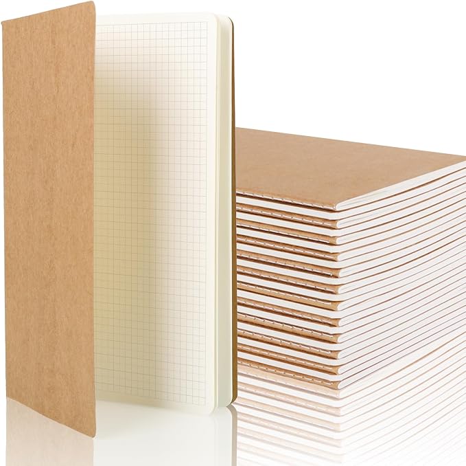 zmybcpack 24 Pack Graph Paper Notebook Journal Notebook Square Grid Paper Notebook for Travelers, Students, Office - Subject Notebooks - A5 Size, 8.26”x5.5”, 64 Square Grid Pages/32 Sheets