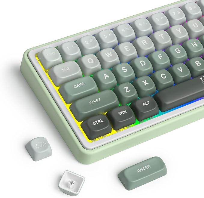 Guffercty kred MOA Profile Keycaps Set 132 PCS, PBT Keycaps Compatible with Cherry MX Switch 60% 65% 75% 100% Mechanical Keyboards for Gaming & Office (MOA-Gradient Green)