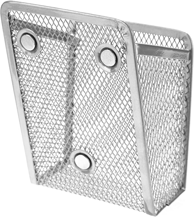 Magnetic Pencil Holder,Mesh Stainless Steel Pen Basket, Metal Writing Utensil Storage Organizer for Whiteboard,Blackboard,Kitchen, Locker, Home, or Office