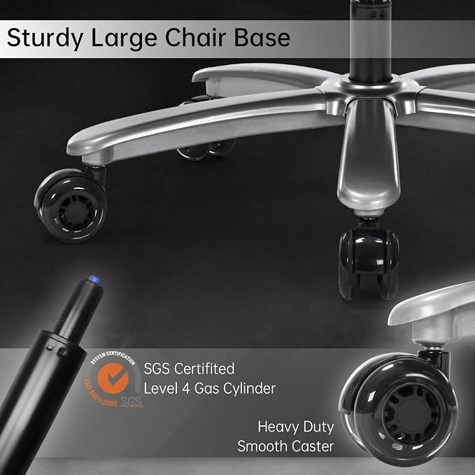 Big and Tall Office Chair 500lbs Heavy Duty Computer Desk Chair with Lumbar Support, Ergonomic Executive Office Chair with 3D Armrest and Wide Comfy Seat, Wheels for Adult