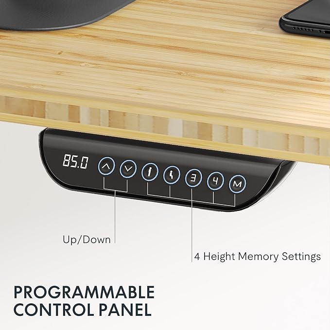 FLEXISPOT E6 MAX Bamboo 78x30 Inch Dual Motor 3-Stage Heavy Duty Standing Desk, 330lbs Weight Capacity, Height Adjustable Desk w/Cable Management & Wheels (Solid Bamboo Curved Desktop + Black Frame)