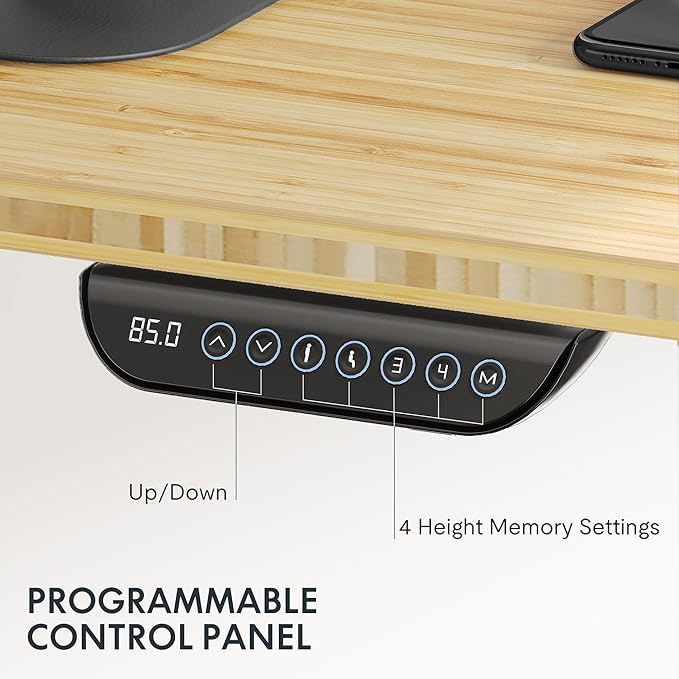 FLEXISPOT E6 MAX Bamboo 78x30 Inch Dual Motor 3-Stage Heavy Duty Standing Desk, 330lbs Weight Capacity, Height Adjustable Desk w/Cable Management & Wheels (Solid Bamboo Desktop + Black Frame)