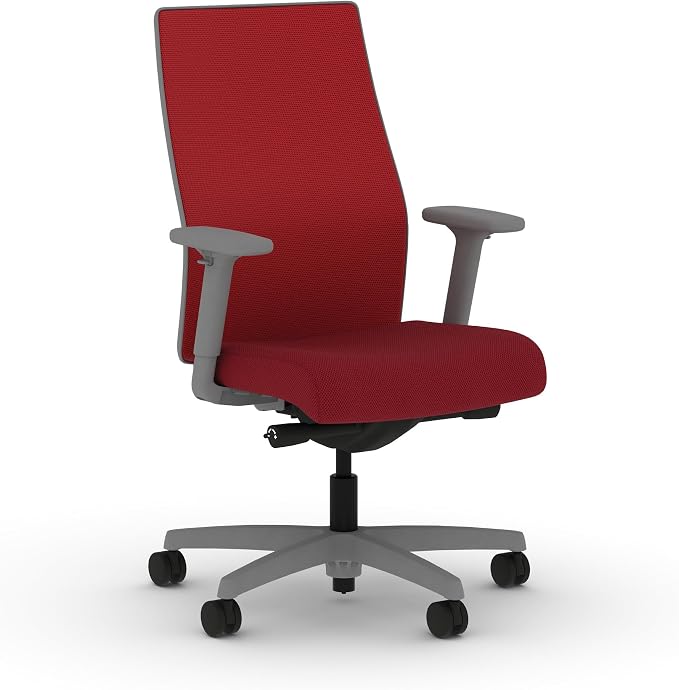 HON Ignition 2.0 Mid‑Back Ergonomic Office Chair, Mesh Task Seating with Lumbar Support, Advanced Synchro‑Tilt, Height and Width Adjustable Arms, Titanium Frame, Bullseye