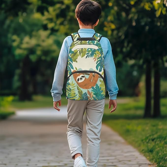 ZFRXIGN Tropical Sloth Teen Girls Backpack for School with Pendant 4pc Backpack Set for Teen Boys Bookbag and Insulated Lunch Box Pencil Case Back to School Stuff
