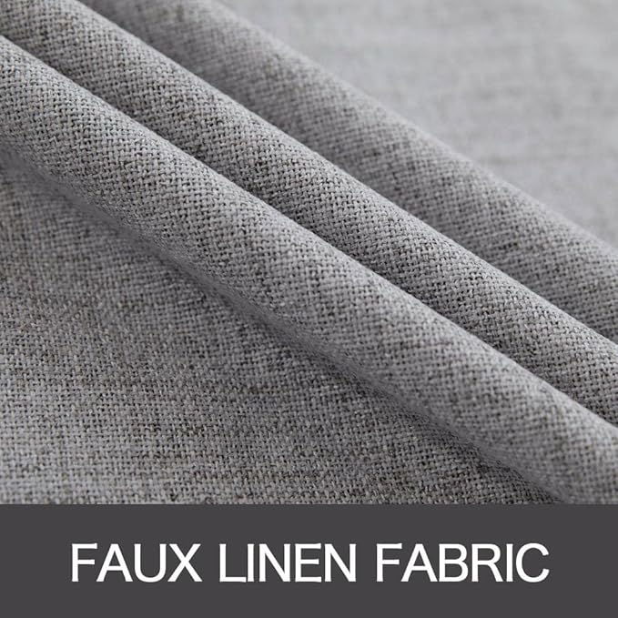 MIULEE Linen Texture Curtains for Bedroom Solid 100% Blackout Thermal Insulated Grey Curtains Grommet Room Darkening Drapes Luxury Decor for Living Room 52x72 Inch (2 Panels)