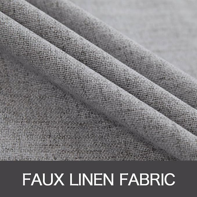 MIULEE Linen Blackout Curtains and Drapes 100% Room Darken Thermal Insulated Grommet Window Panels with Coating 2 PCs W 42 x L 63 inches Grey