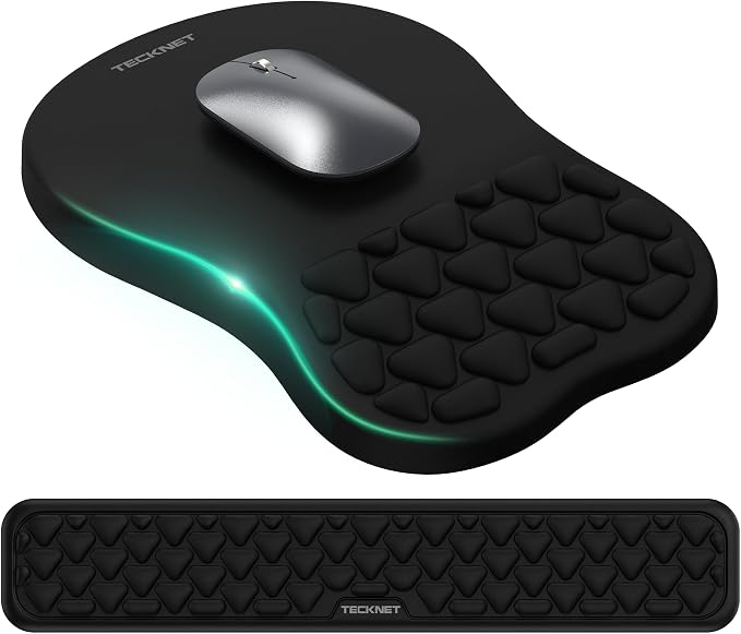 TECKNET Ergonomic Mouse Pad with Wrist Rest,Keyboard Pad and Mousepad with Wrist Support,Massage Design Effectively Relieves Carpal Tunnel Syndrome Suitable for Computers and Laptops
