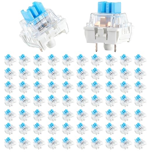Mechanical Keyboard Switches, 72 Pcs 3 PIN Blue Keyboard Clicker Replacement Dustproof Waterproof Keyboards Clicky Switches for Most Gaming Keyboards