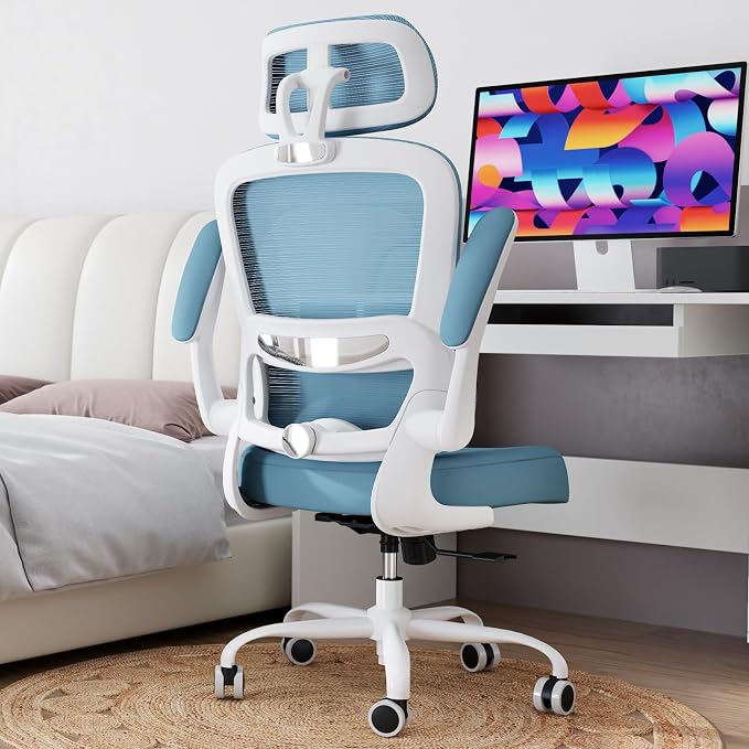 TRALT Office Chair Ergonomic Desk Chair, 330 LBS Home Mesh Office Desk Chairs with Wheels, Comfortable Gaming Chairs (Sky Blue)