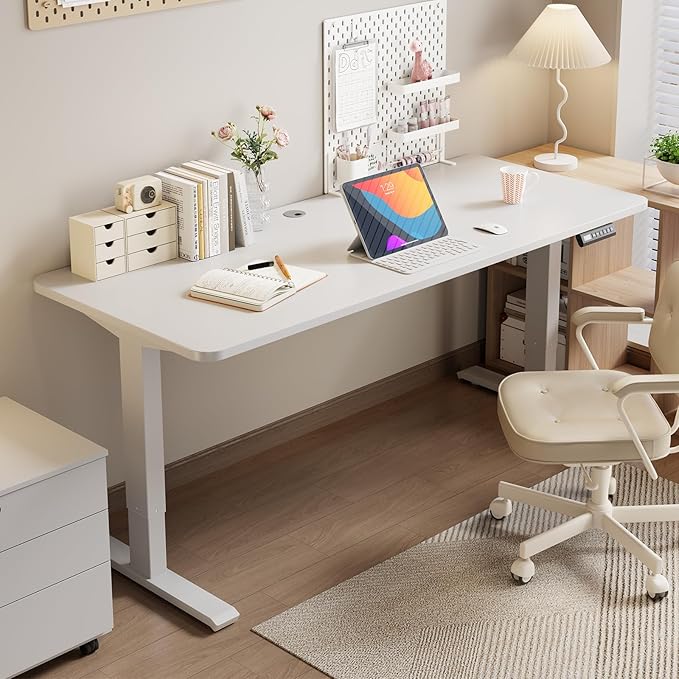 Dual Motor Standing Desk Frame, Electric Adjustable Legs, Workstation Desk Base, Sit stand desk frame, 3 Memory Height Settings, with Cable Management Tray, Headphone Hook