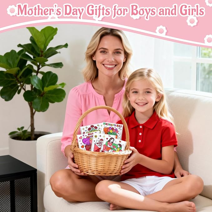 24 Set Mothers Day Crafts for Kids & Adults Classroom Bulk, Mother's Day Activities DIY Jigsaw Puzzle with Flower Bouquet Heart, Spring April Arts for School Gifts Coloring Games & Paper Toy Bulk