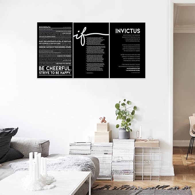 3 Piece Inspirational Wall Art, Black Background Sayings Picture, Quotes Motivational Canvas Prints for Office Decor, Triptych Entrepreneur Painting Framed Artwork for Home Wall Decor (48"Wx24" H)