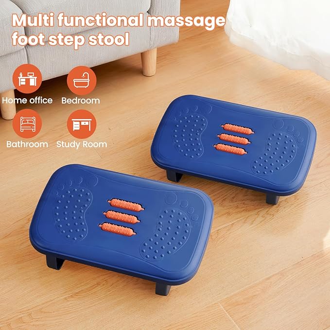 Foot Rest for Under Desk with Massage Rollers - 120Lbs Max Ergonomic Office Foot Stool for Home & Work, Relieves Leg & Back Pain