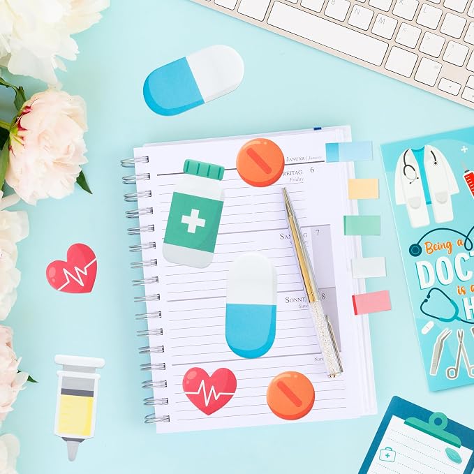 B1ykin Cute Sticky Notes Set - Being A Doctor is A Work of Heart Self-Stick Notes Pad, 550 Sheets Writing Memo Pages Sticky Notepad for Teacher Appreciation Gifts, School Office Supplies (Doctor)