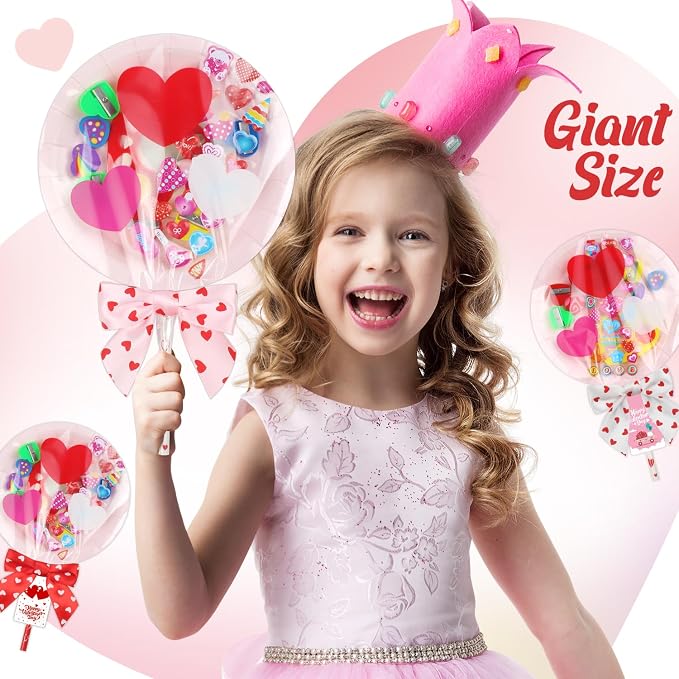 Deerher Valentines Day Gifts for Kids - 28 Pack Giant Colorful Stationery Set with Valentine's Cards for School Classroom Class Party Favor - Valentine Gift Exchange for Boys Girls Toddler
