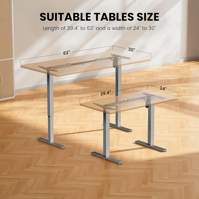 ErGear Electric Stand up Desk Frame,4 Memory Height Settings Height Adjustable Table Legs, Sit Stand Desk Frame Up to 47.2" , Ergonomic Standing Desk Base Workstation, Grey Frame Only