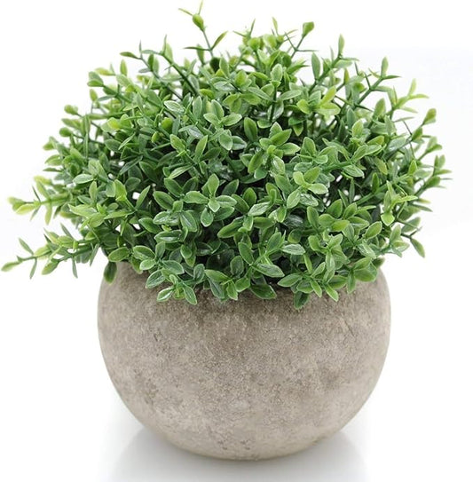 Velener Mini Sage Green Potted Boxwood Topiary Artificial Plants for Home Decor Indoor, Farmhouse House Plant Office Small Desk Shelf Apartment Coffee Bar Bathroom Decor Guest Room, Small Fake Plant