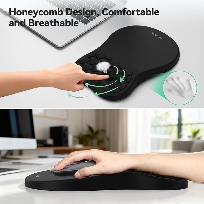 TECKNET Ergonomic Mouse Pad with Wrist Rest,Keyboard Pad and Mousepad with Wrist Support,Massage Design Effectively Relieves Carpal Tunnel Syndrome Suitable for Computers and Laptops