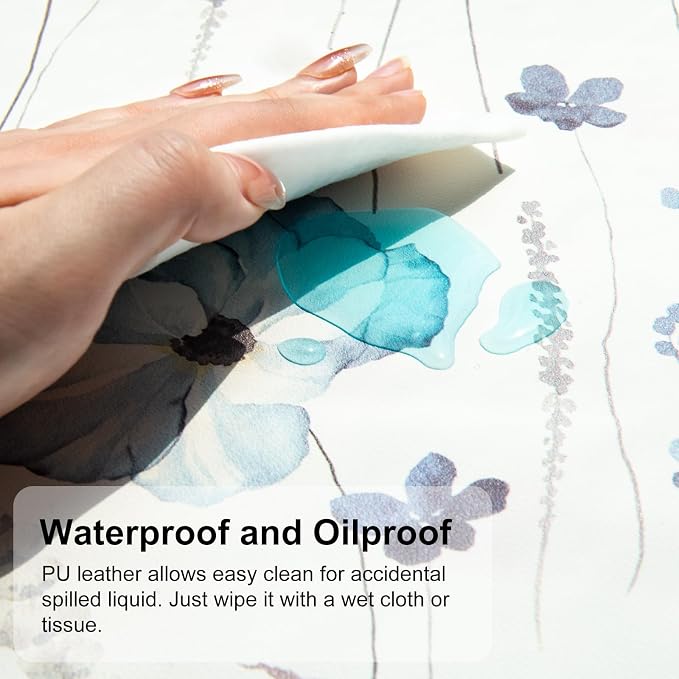 QiyI Large Mouse Pad for Desk, Floral Desk Mat for Desktop, Women Girls Office Décor Desk Accessories, PU Leather Waterproof Gaming Mousepad, Watercolor Flowers Desk Pad Computer Mat, 31.5" x 15.7"