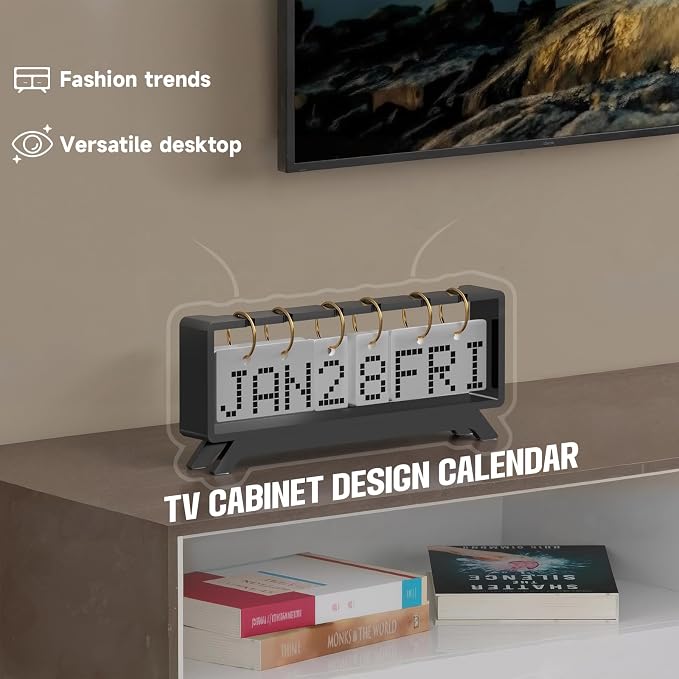 Desk Acrylic Calendar, Perpetual 2026 Daily Display Calendar, Reusable Yearly Wall Standing Calendars with Wall Hook for Home Office Decor Desk Accessories (Black)