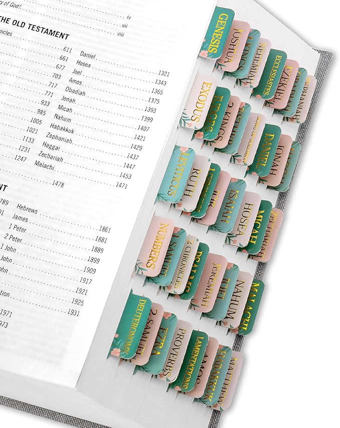 Bible Tabs for Women & Men, Bible Tabs for Study Bible, Large Print Bible Tabs for Easy Navigation, Bible Index Tabs, 66 Tabs Old & New Testament, Extra 9 Blank Tabs - Cottage Floral