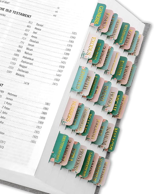 Bible Tabs for Women & Men, Bible Tabs for Study Bible, Large Print Bible Tabs for Easy Navigation, Bible Index Tabs, 66 Tabs Old & New Testament, Extra 9 Blank Tabs - Cottage Floral