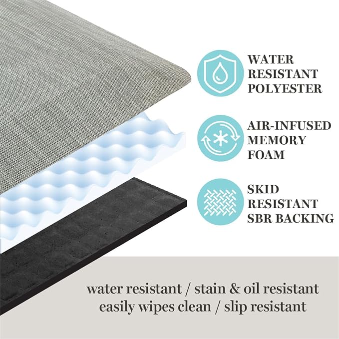 MARTHA STEWART Mira Modern Heathered Anti-Fatigue Air-Infused Kitchen Mat, Coffee Brown, 19.6"x32"