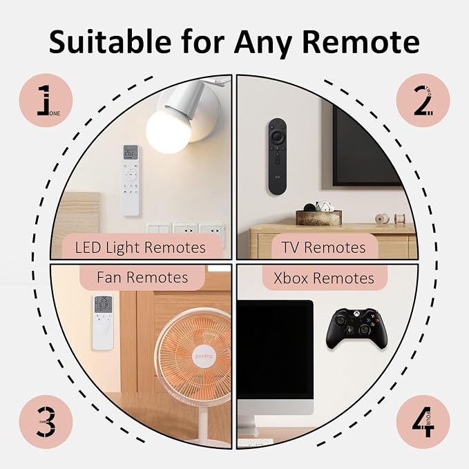 Magnetic Remote Control Holder Wall Mount for TV Fan Air Conditioner 6 Pack | Upgraded Silicone Remote Caddy, Self-Adhesive Wall Mount, 360° Rotation, Home Office Remotes Control Organizer Storage