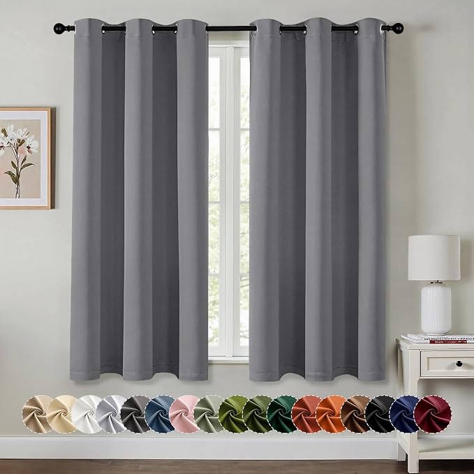 MIULEE Blackout Curtains for Bedroom Living Room 2 Panels, Thermal Insulated Room Darkening Drapes Grommet Noise Reducing Light Blocking Window Treatments 63 Inches Long 40x63 Inch Light Gray